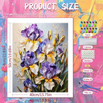toile peinte fleurs iris diy kit débutants adultes coloriage numérique reliefs stress 50x40cm