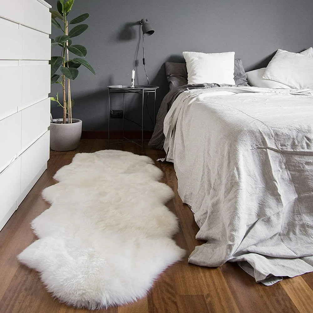 tapis peluche fourrure imitation peau mouton moderne salon chambre décoratif doux grand ovale