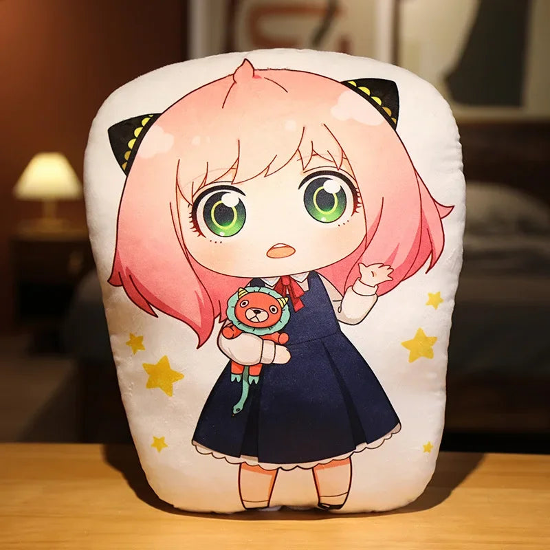 coussin dessin animé spy family anya forger loid yor personnages cartoon blanc rose