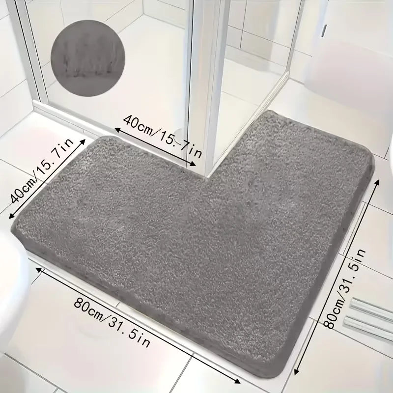 tapis bain moderne noir gris beige doux antidérapant salle bain adhésif uni grande taille