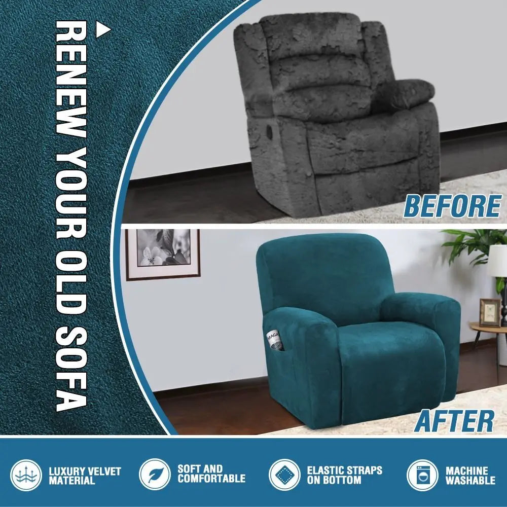 housses fauteuil velours stretch antidérapantes poche élastiques moderne gris bleu marine Bordeaux