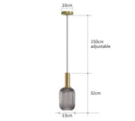suspension lumineuse or vert gris moderne rayures horizontales opacité câble noir 13cm 20cm 30cm