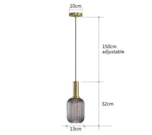 suspension lumineuse or vert gris moderne rayures horizontales opacité câble noir 13cm 20cm 30cm