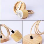 lampe suspendue moderne bois naturel métal clips câble socle e27 sans ampoule minimaliste