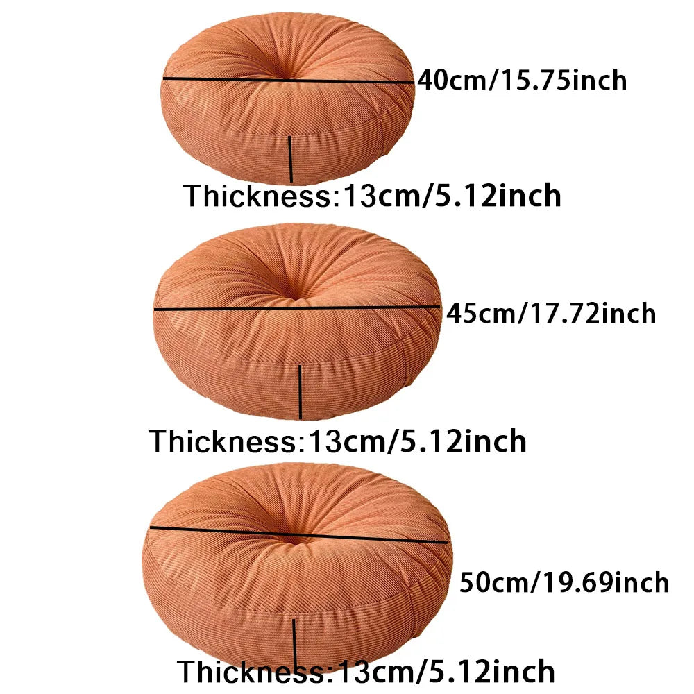 coussin rond moderne corduroy gris orange blanc doux extérieur sol lombaire câlin