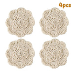 serviettes table crochet fleuri traditionnel beige clair maison restaurant decoration bohème artisana