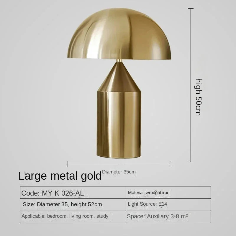 lampe table moderne métal doré forme champignon luxe éclairage intérieur maison