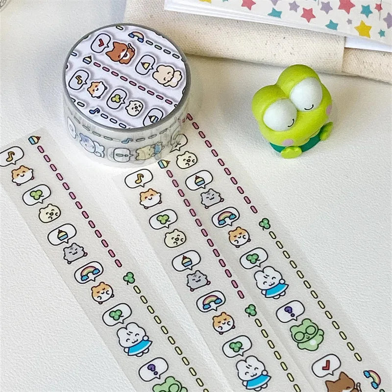 ruban decoratif transparent motifs animaux geometriques decor mignon adhesif educatif dessin ecole fournitures papeterie