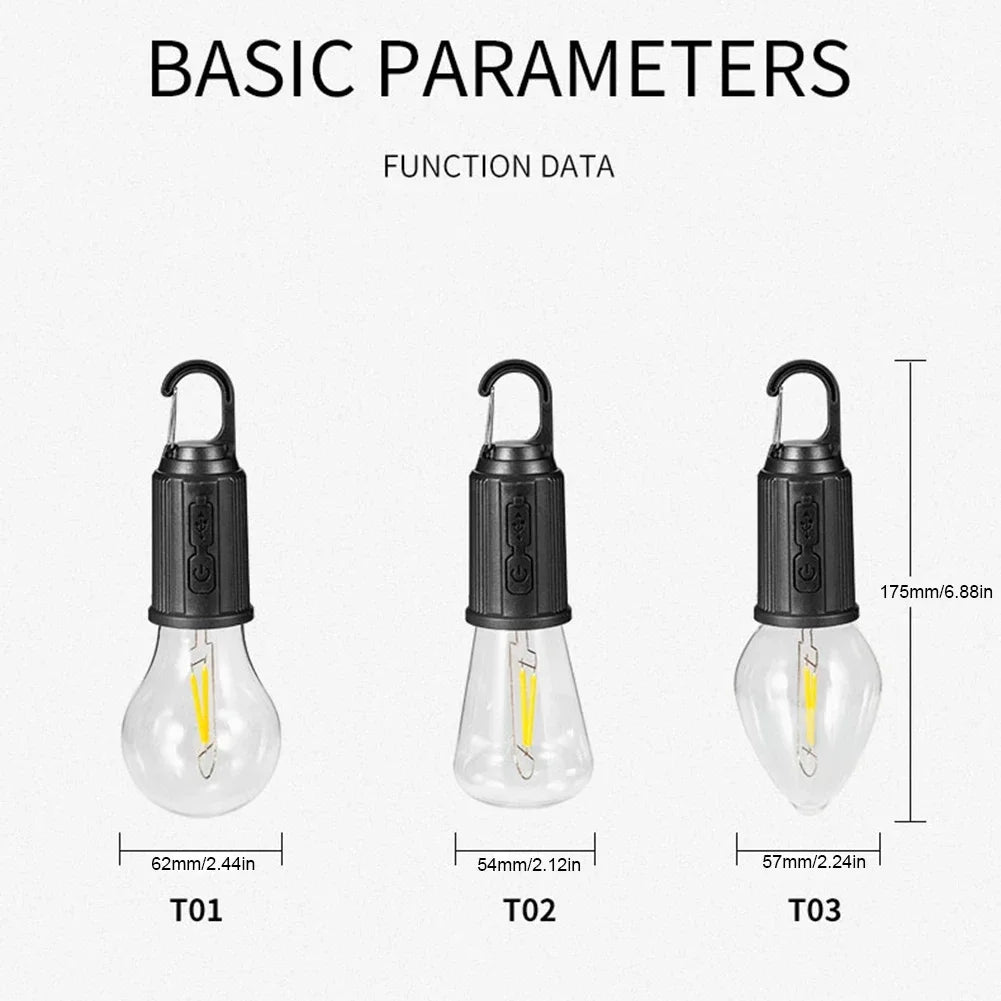 ampoule led portable rechargeable camping pêche barbecue lumière chaude carabine usb type vintage noir