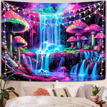 tapisserie fantaisie paysage violet bleu vert rose cascades plantes modernes chambre salon