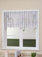 rideau blanc fleurs colorées brodé polyester translucide chambre cuisine fenêtre