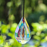pendants cristal vert bleu jaune arc ciel facettes brillantes modernes transparents anneaux noirs 63mm