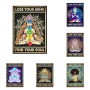 affiche toile coton meditation mandala spiritual boheme 50x70cm violet bleu