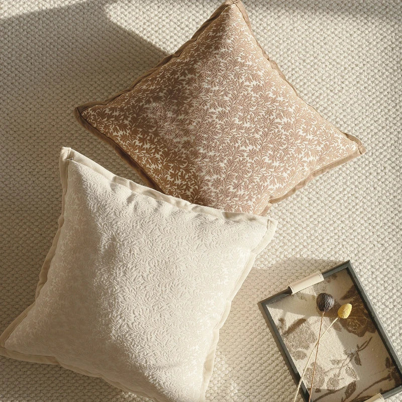housse coussin nordique motif floral polyester élégant décoration maison voiture rectangle square Jacquard