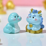 figurines animaux résine polie cartoon mignon dessin animé blanc bleu rose jaune vert accessoire
