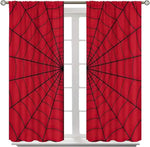 rideau moderne graphique toile d'araignée rouge noir gris 100% polyester chambre enfants
