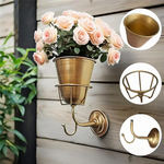 support mural fleurs crochet bronze doré argent rustique vintage industriel fixations murales roses feuillage