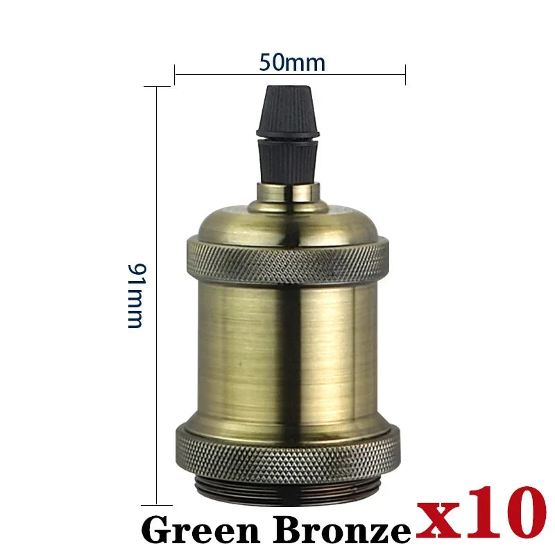 lampe suspendue vintage support e27 bronze doré vert noir émaillé opacité cable tressé