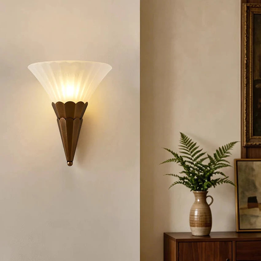 lampe murale vintage art déco bronze abat jour rayures blanc cuisine chambre salle manger