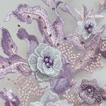 applique textile brodée fleurs violet rose blanc adultes femmes