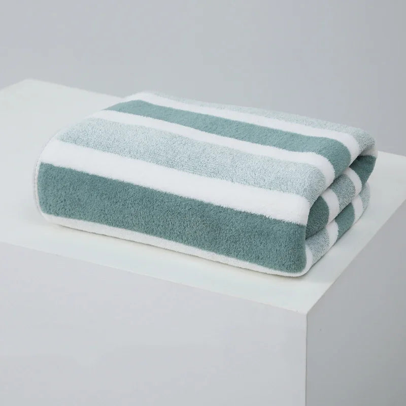 serviettes bain douces vert clair rayées absorption rapide coton polyester moderne