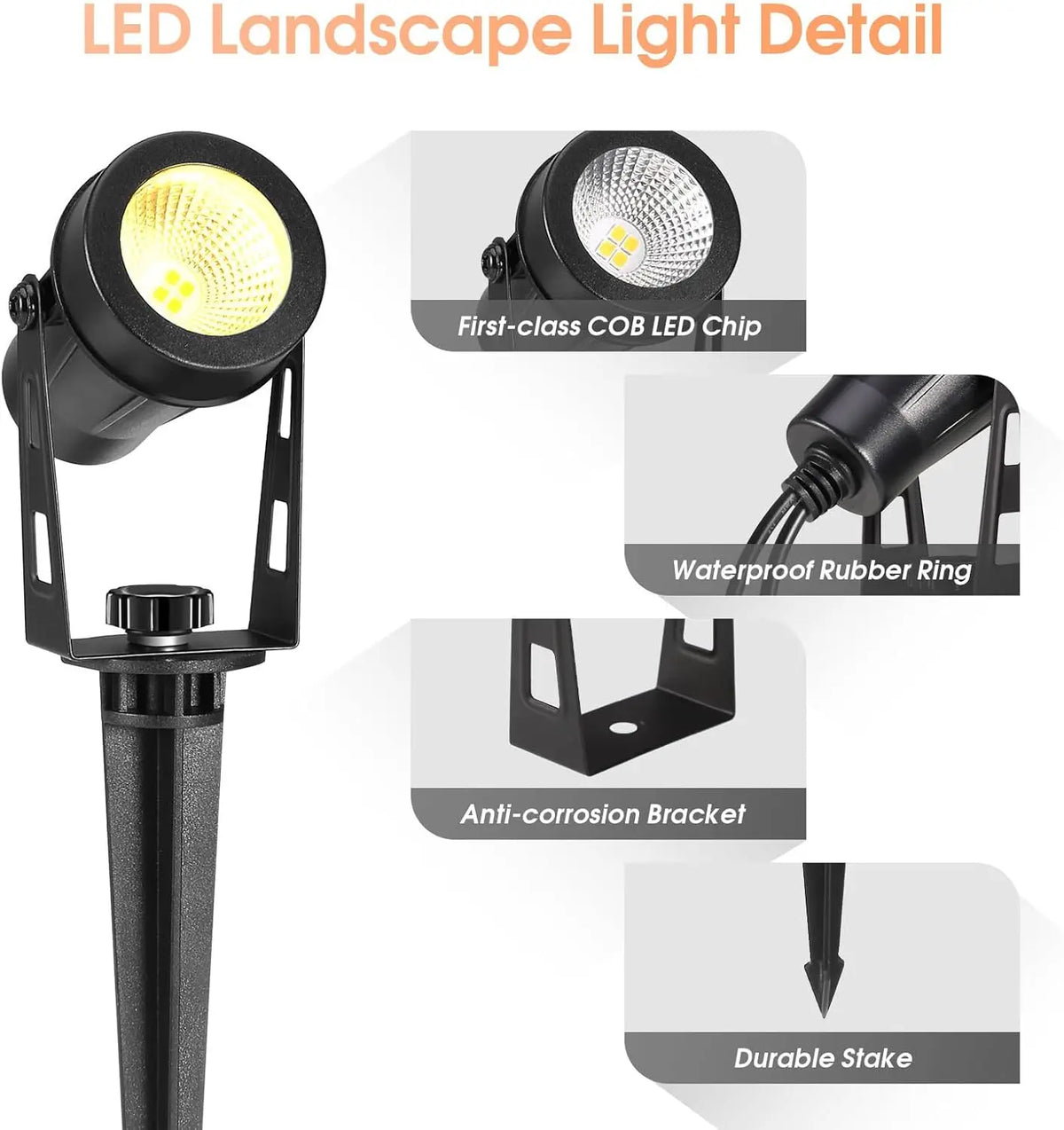 spots lumineux paysage ip65 moderne 12v led pack noir étanche transformer