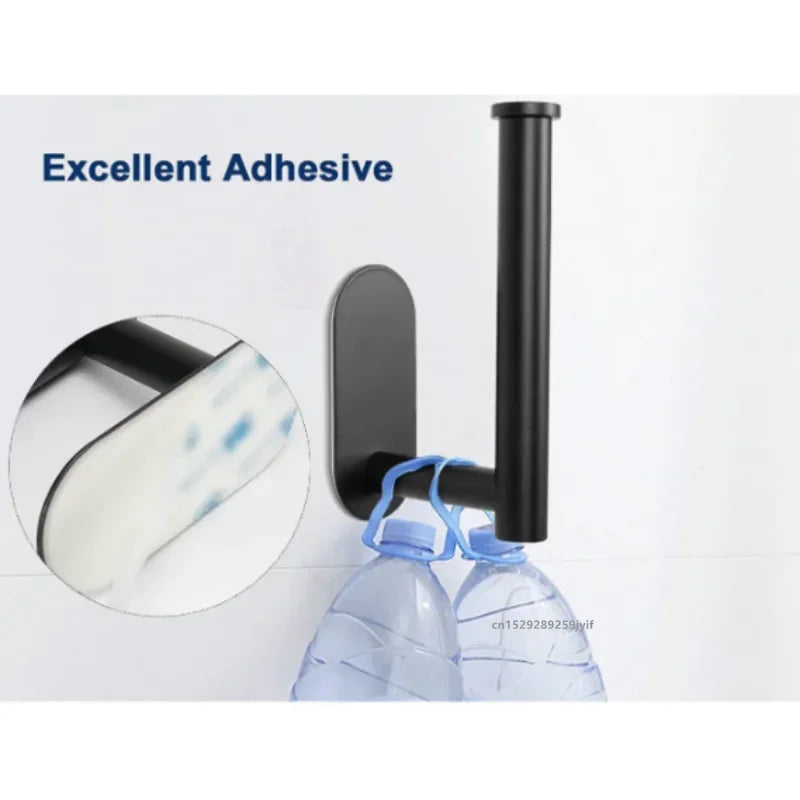 porte rouleau papier toilette acier inoxydable moderne minimaliste adhésif noir argent compatible carrelage bois