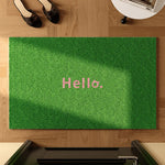 tapis moderne antidérapant extérieur tapis texturé hello imprimé beige vert clair salon entrée durable