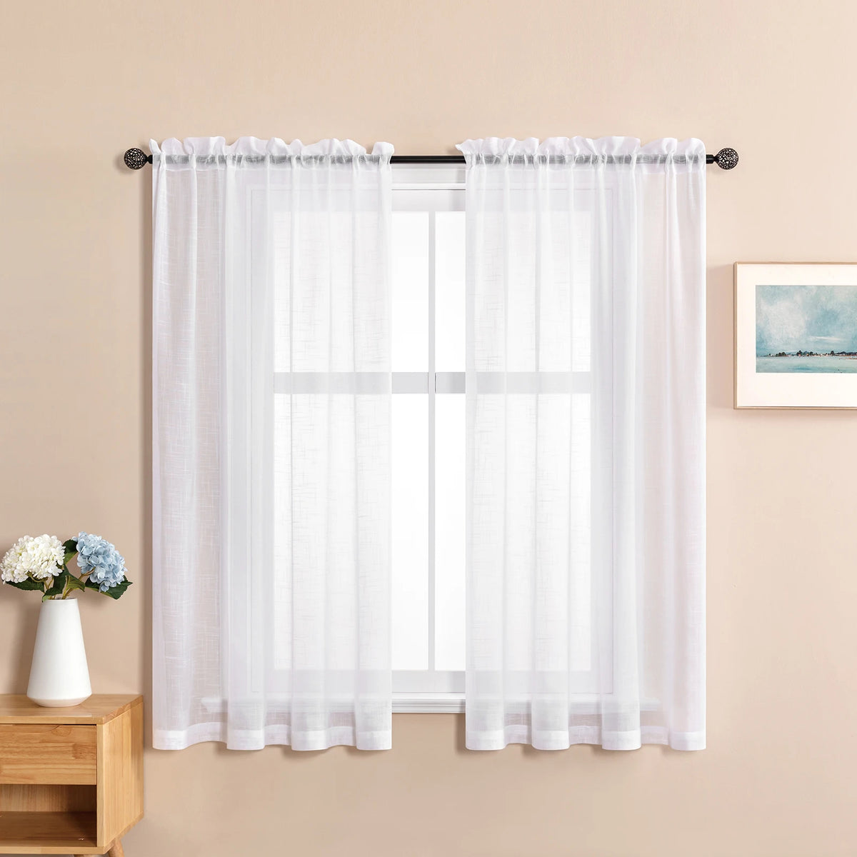 rideau moderne blanc semi transparent finement tissé fenêtre maison 132x160cm