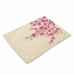 tapis table art japonais traditionnel fleurs motifs géométriques bleu vert rouge beige