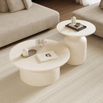 table basse moderne bois rondes finition pierre blanc noir salon chambre