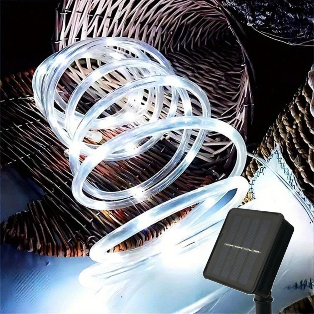 guirlande lumineuse solaire led multicolore 30m 300led moderne transparent clipsextérieur jardin décoration noël