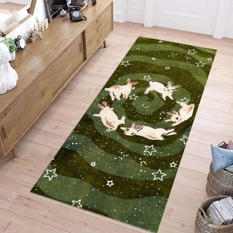 tapis moderne vert lapins étoiles adhésif doux extérieur décoration chambre commercialisation