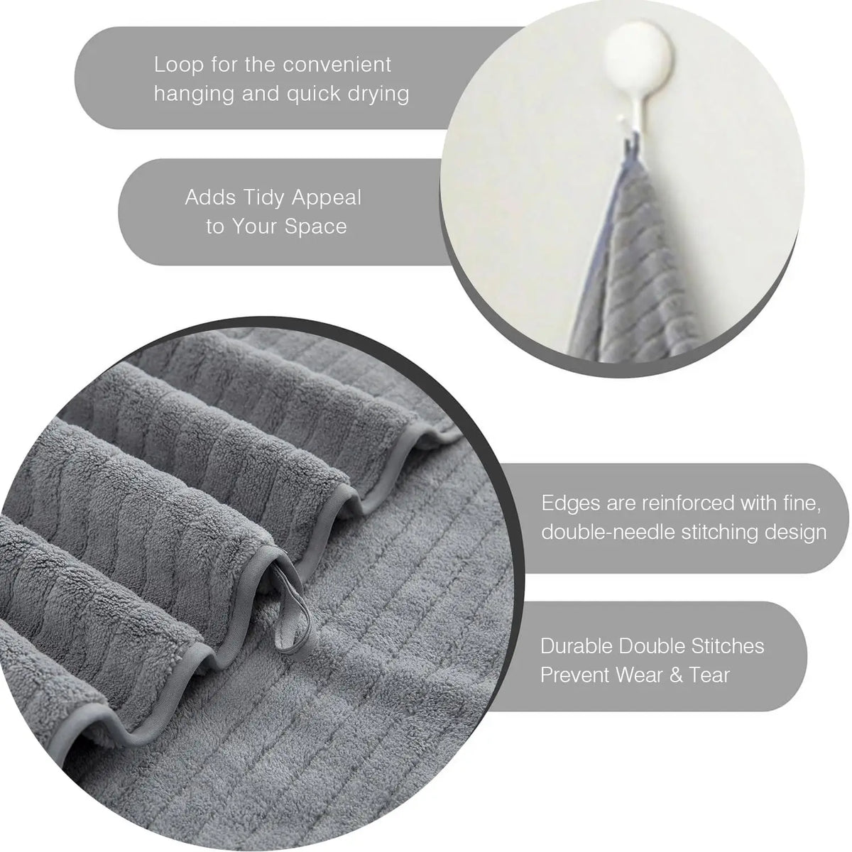 serviette bain microfibre séchage rapide rayée moderne grande taille multicoloreversible suspension