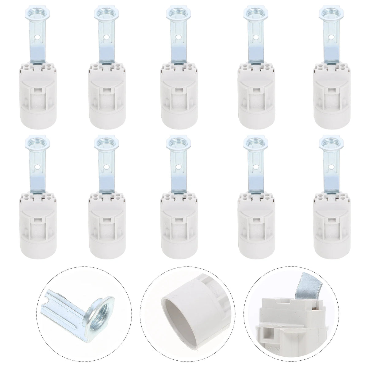 suspension lampe douille candelabra base blanc argenté noir industriel fixations métal plastique