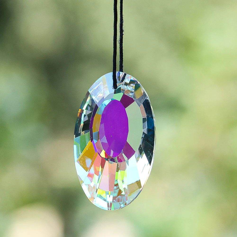pendentif cristal multicolore facetté brillant décoration murale scintillante chambre violet rose jaune vert bleu
