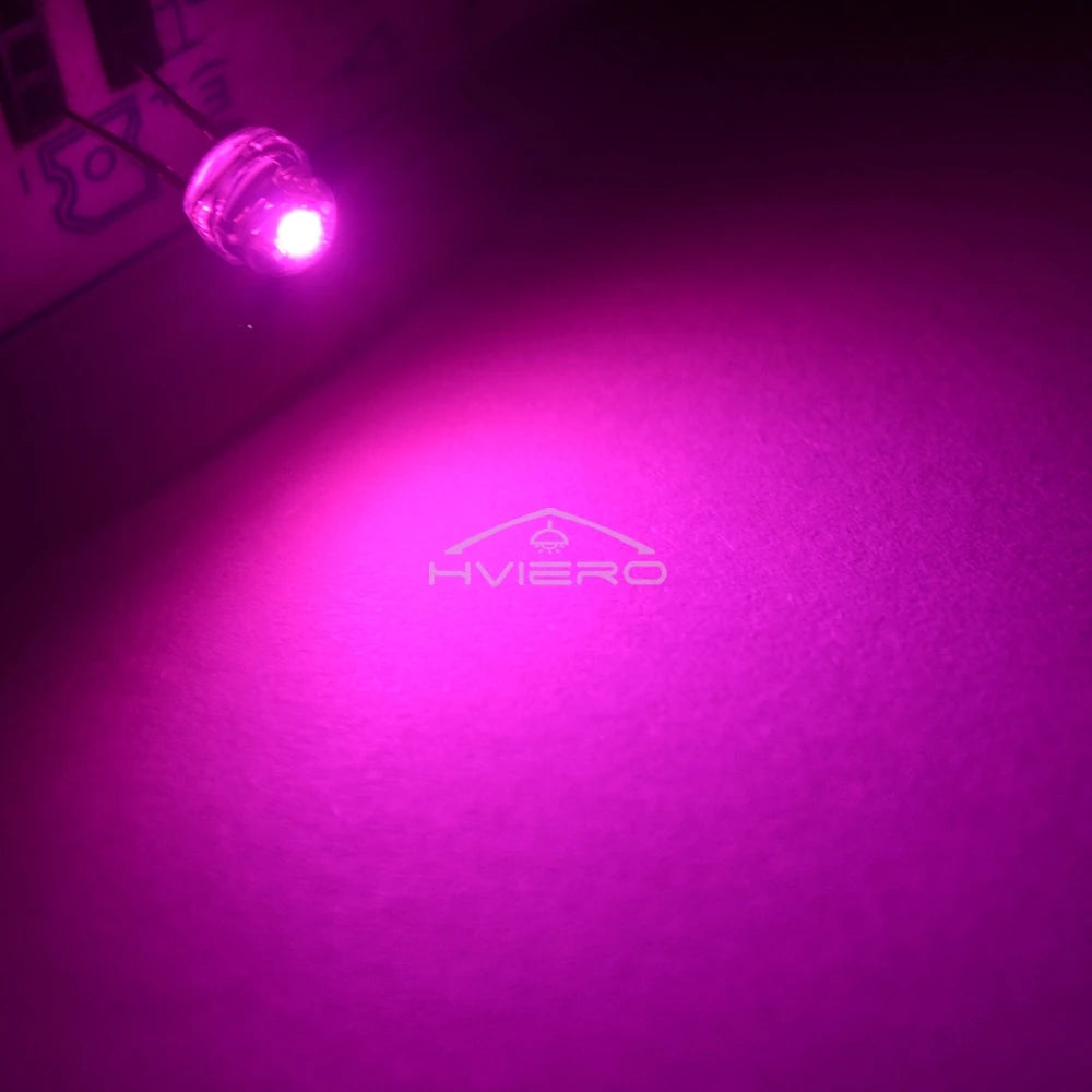 Diodes led 5mm bleu vert rouge blanc chaud jaune violet rose orange transparentes 20000h