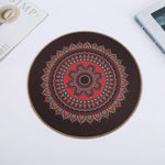 tapis table rond mandala boho chic bleu marine beige tissé imperméable résistant chaleur