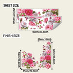 autocollants muraux fleurs pivoine papillons decoration murale rose blanc vert floral