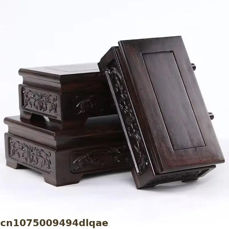 socle bois ébène miniature plateau vase théière décor traditionnel asiatique occasionnels