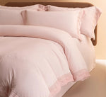 ensemble literie flanelle beige motif brodé simple housses couette taies d'oreiller drap plat classique