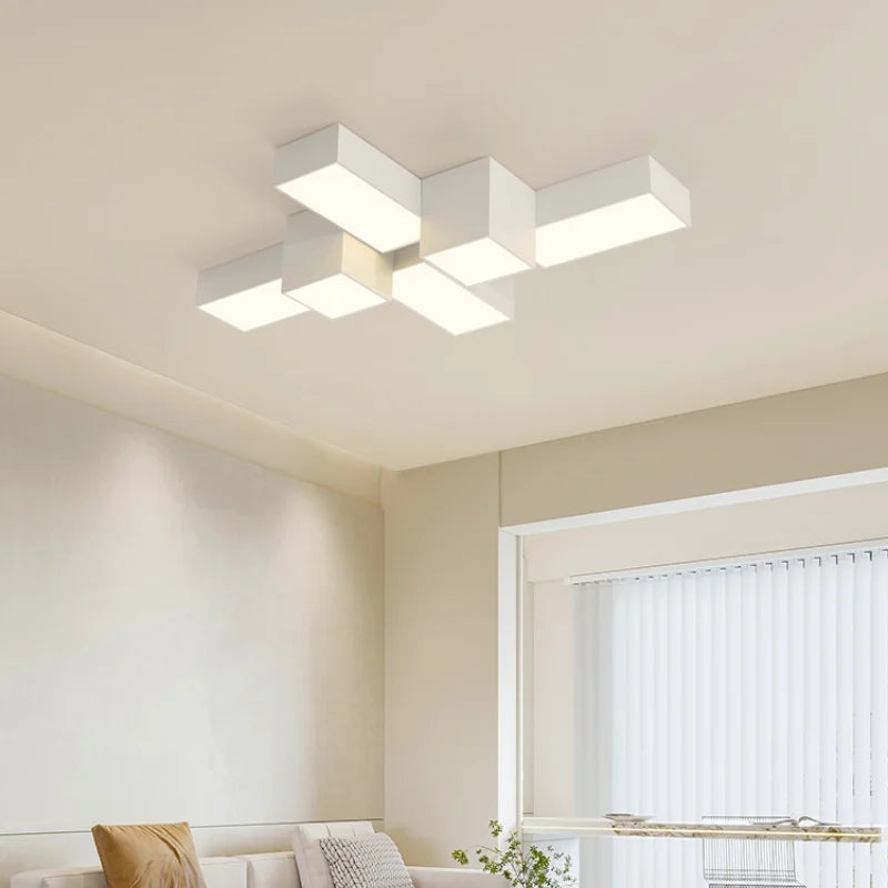 plafonnier moderne minimaliste blanc noir cubique géométrique LED salon chambre étude