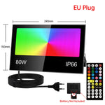 projecteur led rgb ip66 étanche extérieur télécommande réglage luminosité noir moderne