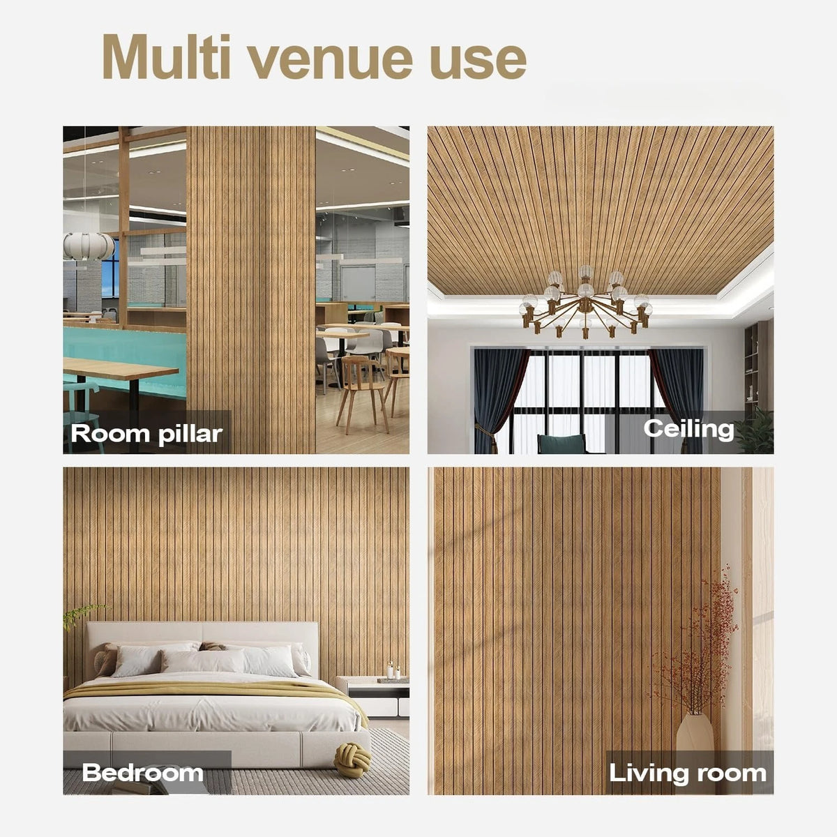 panneau décoratif moderne rayures horizontales adhésif pvc résistant beige clair mur autocollant