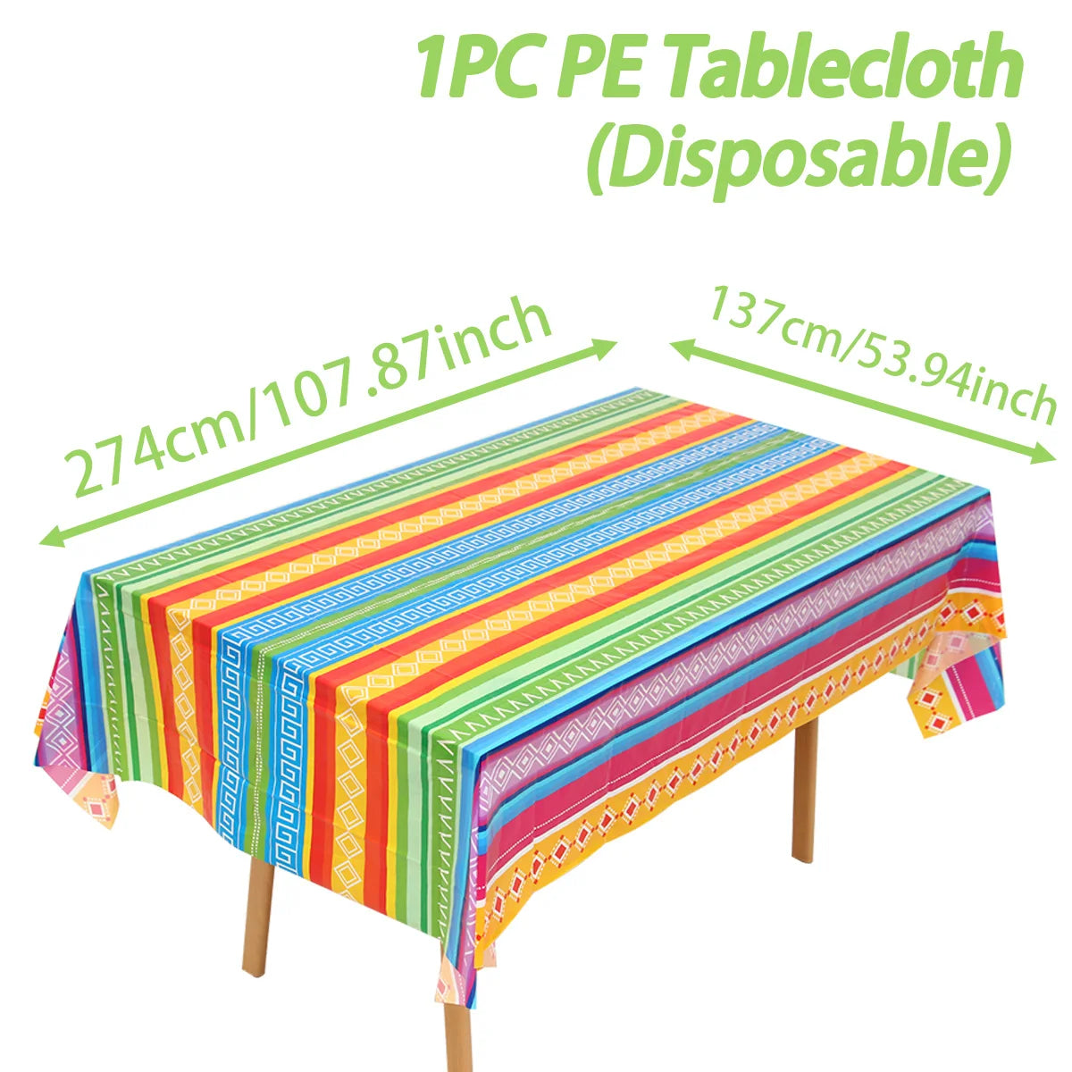 nappe festif mexicain rayures couleurs vives anniversaire révélation sexe décoration table enfants