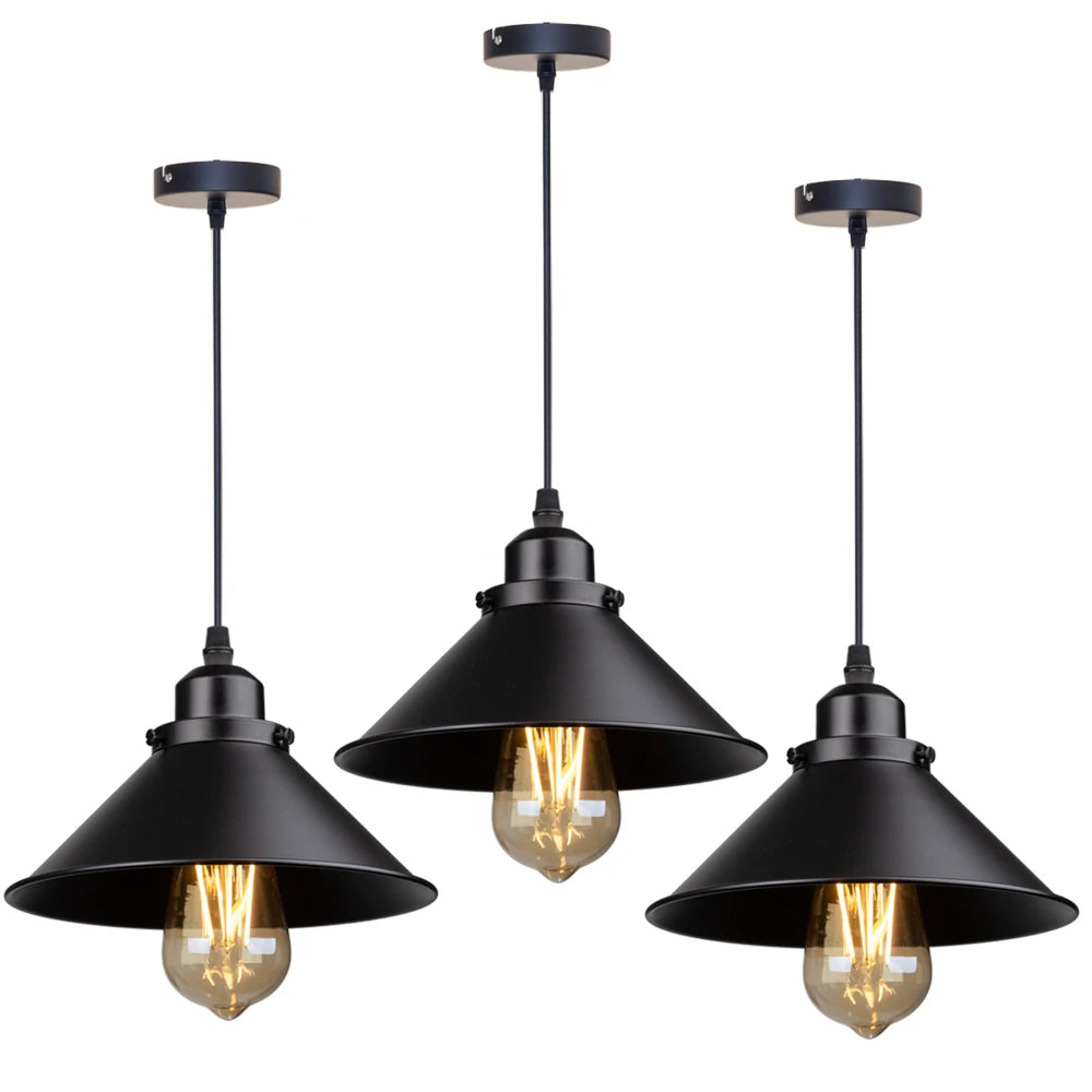 lampe suspendue industrielle conique noire dorée éclairage salon chambre éclairage intérieur E27 adaptable
