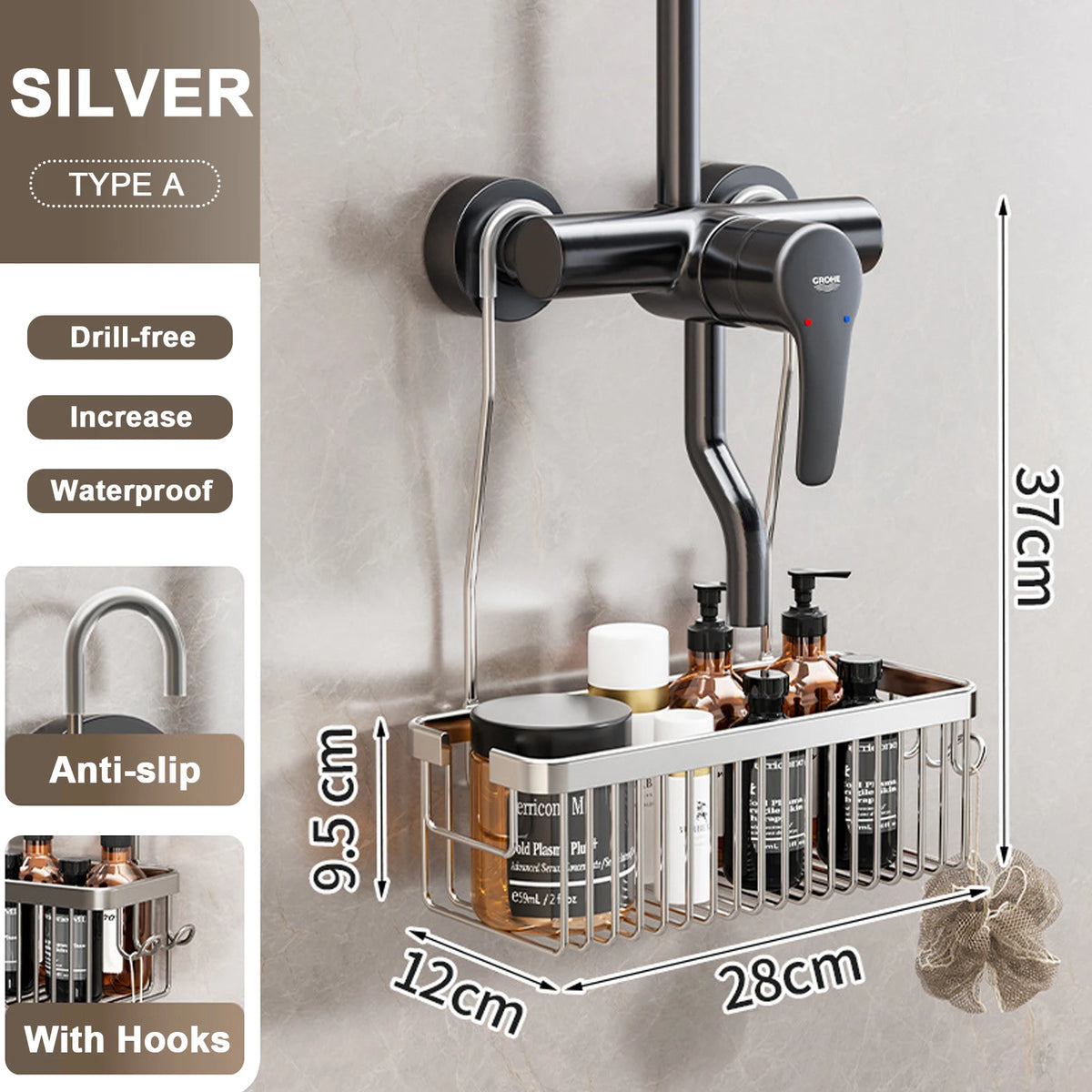 porte savon mural noir moderne support bain vis fixe shampooing savon lisse aluminium respectueux