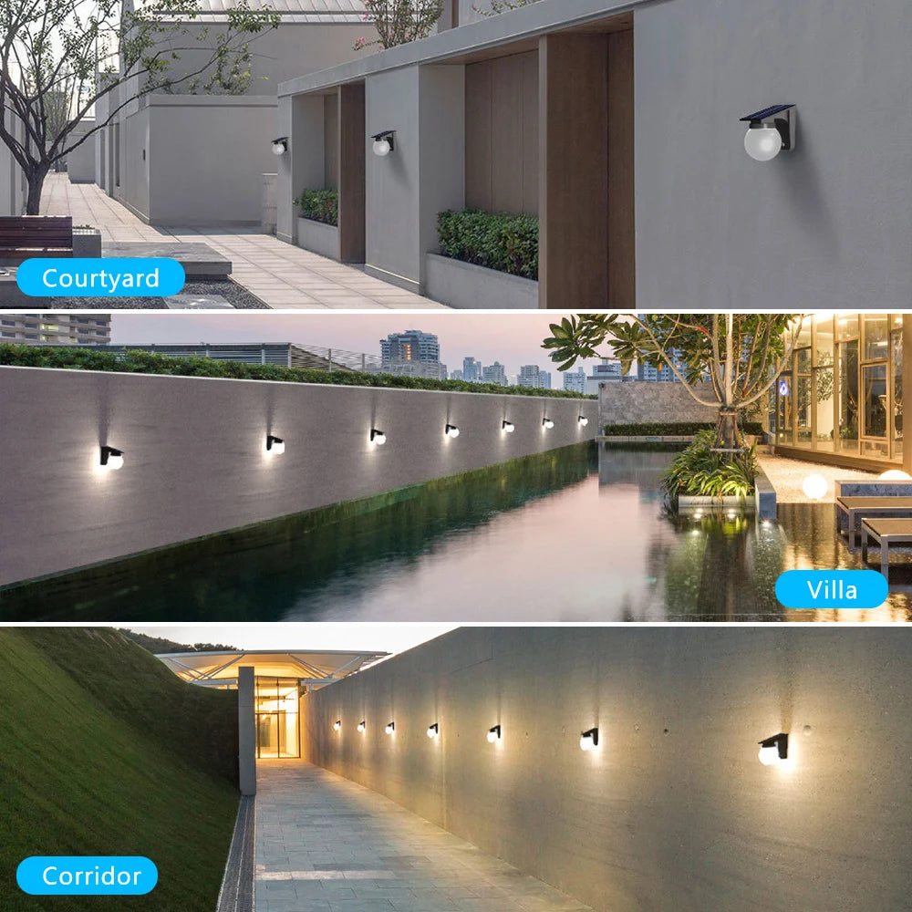 applique murale solaire ip65 led noire contemporaine panneau solaire blanc translucent jardinextérieur