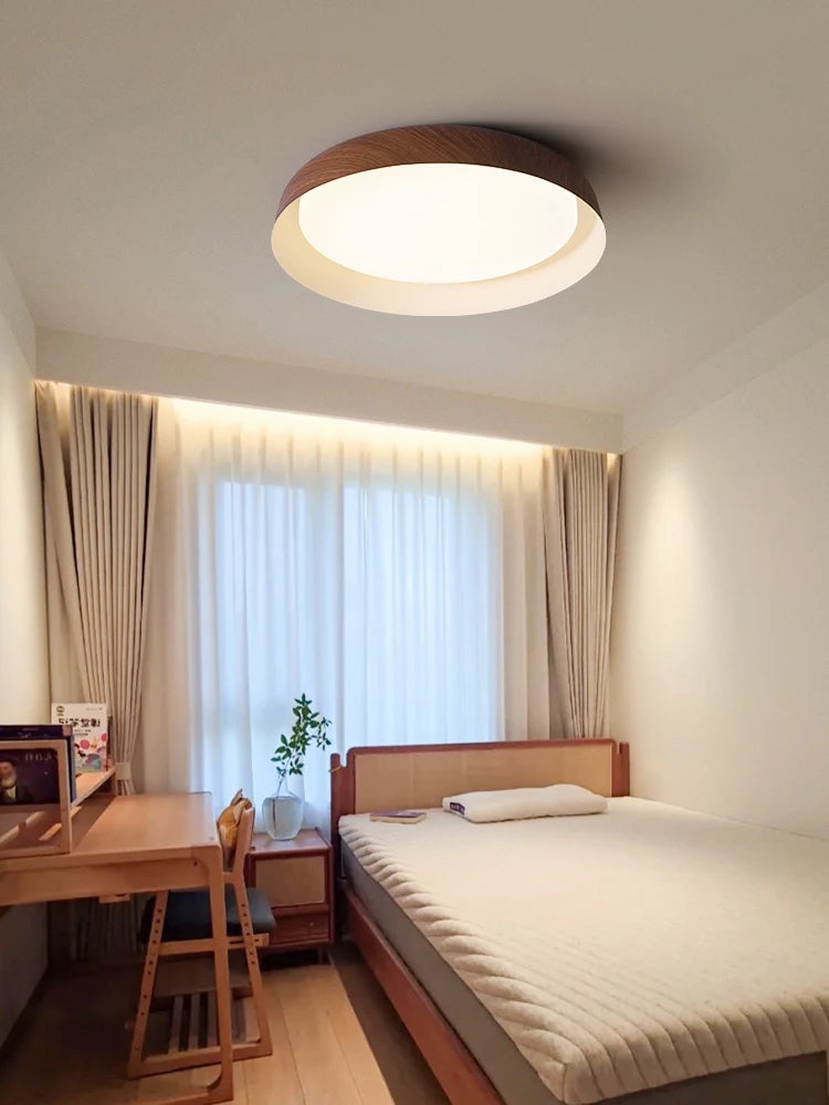 plafonnier moderne led lumineux bois clair opaque minimaliste suspension chambre