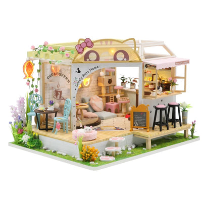 Maison de poupée miniature café avec meubles